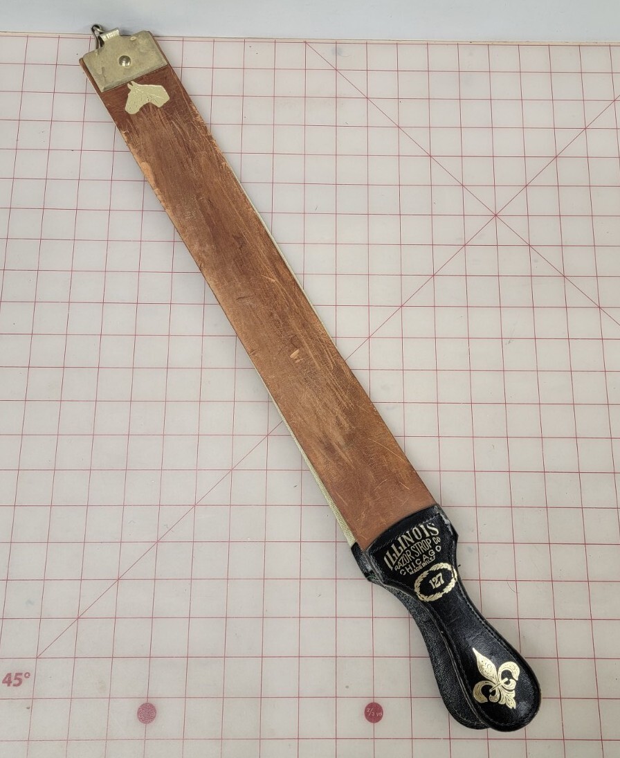 ILLINOIS RAZOR STROP CO CHICAGO 127 LEATHER HORSE HIDE BARBER'S