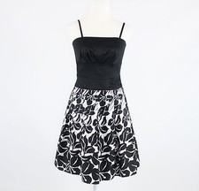 Black white 100% cotton WHITE HOUSE BLACK MARKET spaghetti strap A-line dress 4