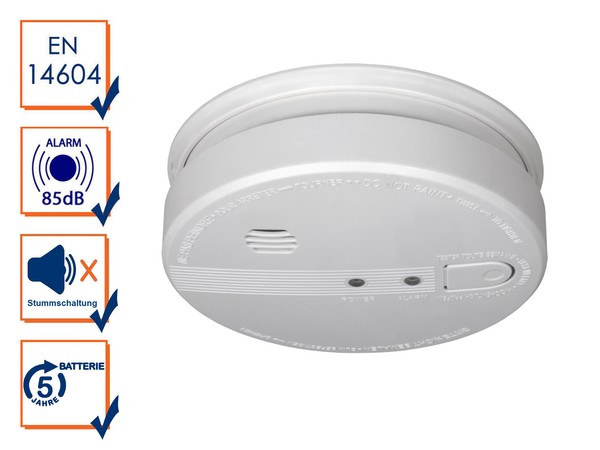 Detector de humo conectable a la red, 230V + batería de respaldo, detector de incendios acoplable 85dB