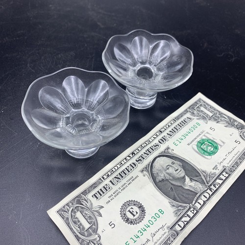 Vintage Petite Taper Candle Holder set Clear Manganese Glass UV 365nm - Picture 3 of 10