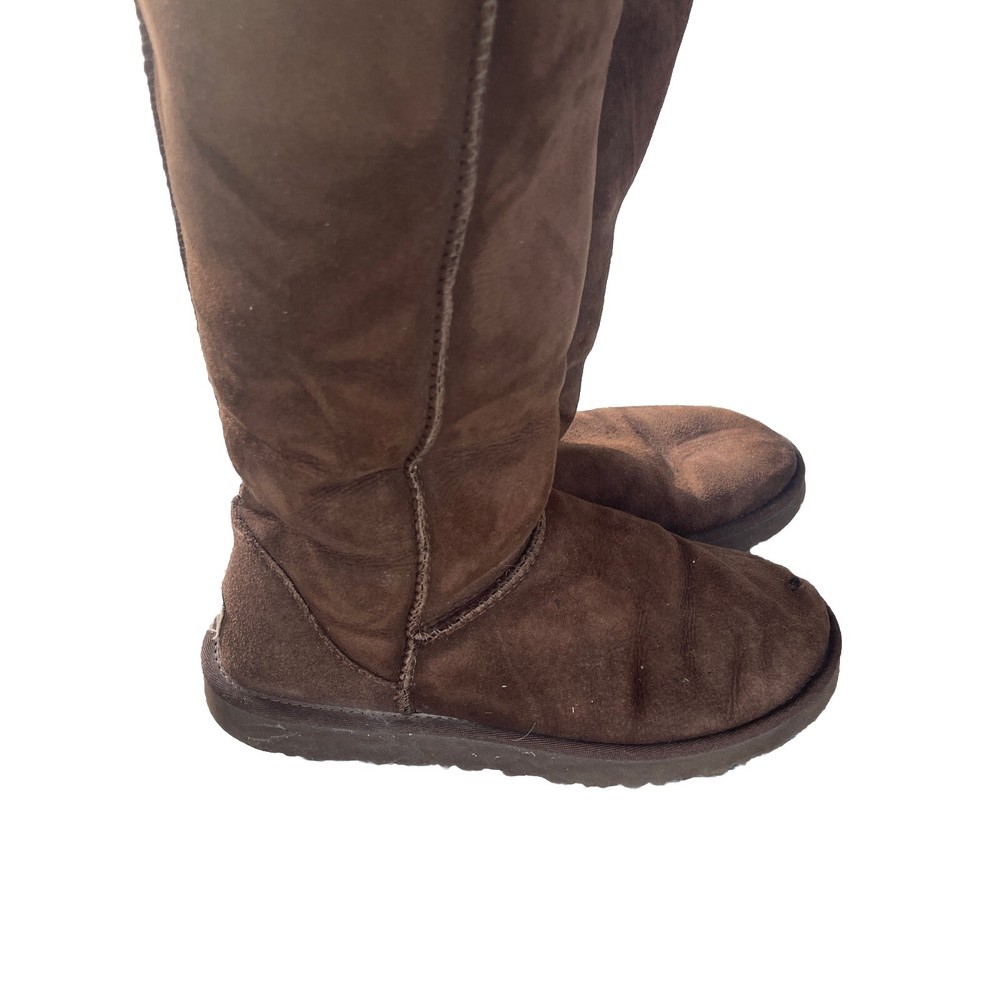 Ugg Australia Women 5815 Tall Classic Leather Sheepskin brown boots shoes sz 7