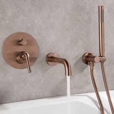 Bathroom Bathtub Faucet Wall Mount Brushed Rose Gold Bathtub Mixer Hand Tap