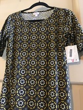 Lularoe Small Women Julia BlackYellow Gold White Floral Medallion Dress 🦄 New