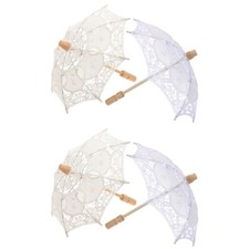 2 Pieces Cotton Umbrella Travel Bridesmaid Vintage Parasol Decoration Lace