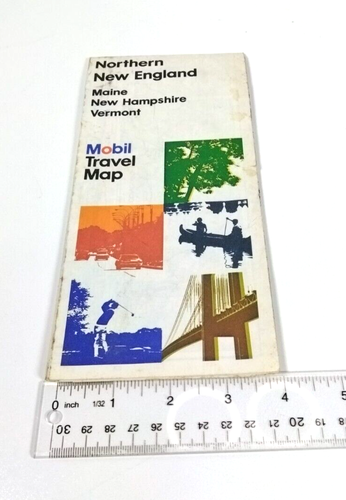 Northern New England Maine New Hampshire Vermont Road Map Mobil Gas Vintage - Picture 8 of 8