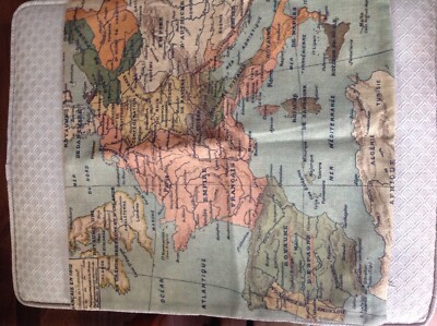 European Mediterranean Map Woven Linen Style Pillow Cover Foreign Language - New