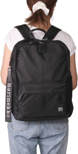MARIMEKKO Backpack for Women Zip Top Backpack Solid Nylon 93325 009 Black New - Picture 2 of 7