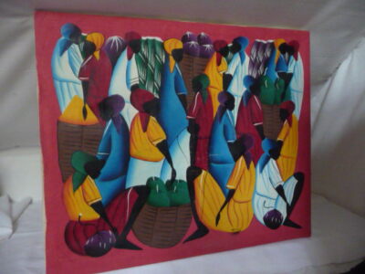 Peinture Sur Toile Encadrée | Style Naïf Cuba | 60x50cm Signée 'Dessin'
