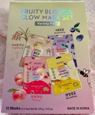 SOQU KOREA: FRUITY BLISSFUL GLOW MASK 4PC SET 9.73 OZ. ORG$36 NOW $24