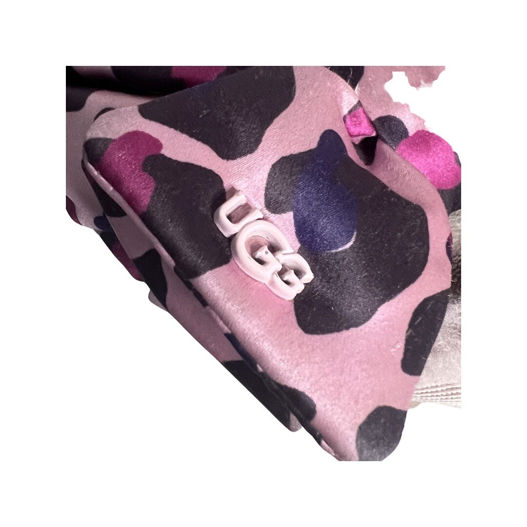 UGG Australia Lushette Pink Leopard Puffer Slippers Sandals Slides