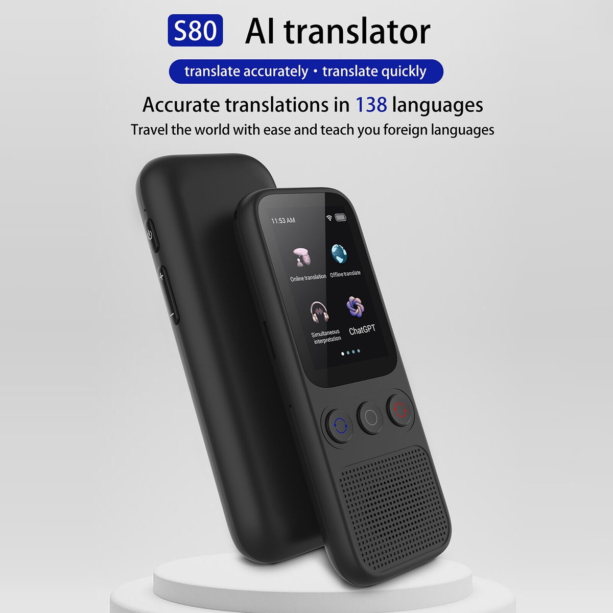S80 Portable Language Translator Device with 138 Languages Voice