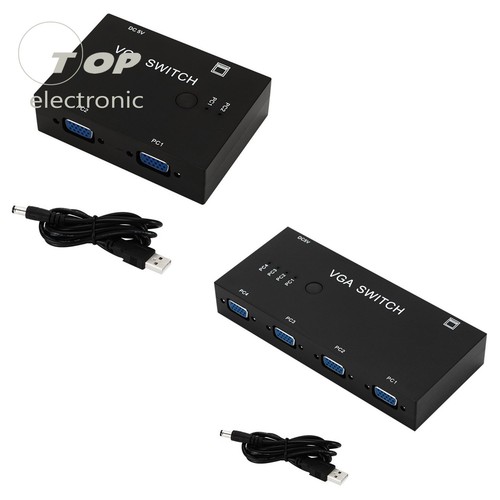 2/4 Inputs and 1 Output VGA Switcher Multiple Computer Hosts Switch One Display - Picture 2 of 11
