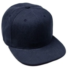 Baseball Cap Corduroy Snapback Adjustable Flat Bill Plain Blank Hip Hop Mens Hat