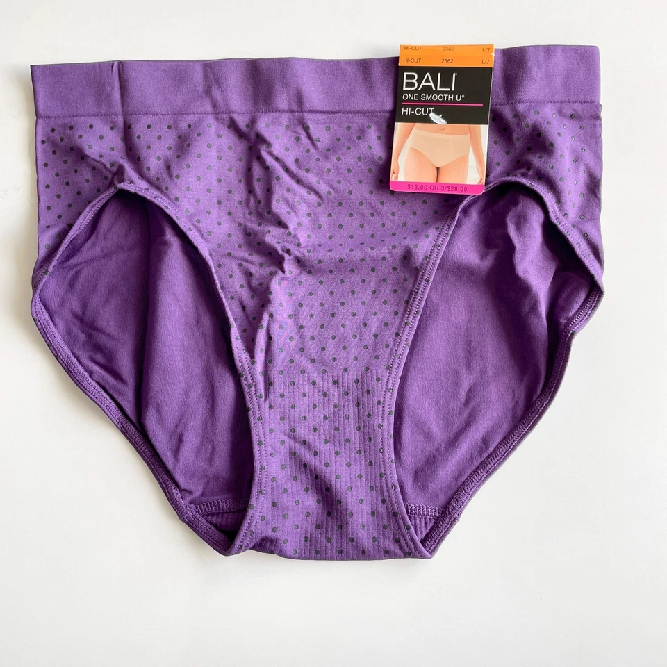 Paquete de 3 calzoncillos Bali One Smooth U corte alto púrpura lunares talla 7 nuevos con etiquetas 2362 Foto 2 de 4