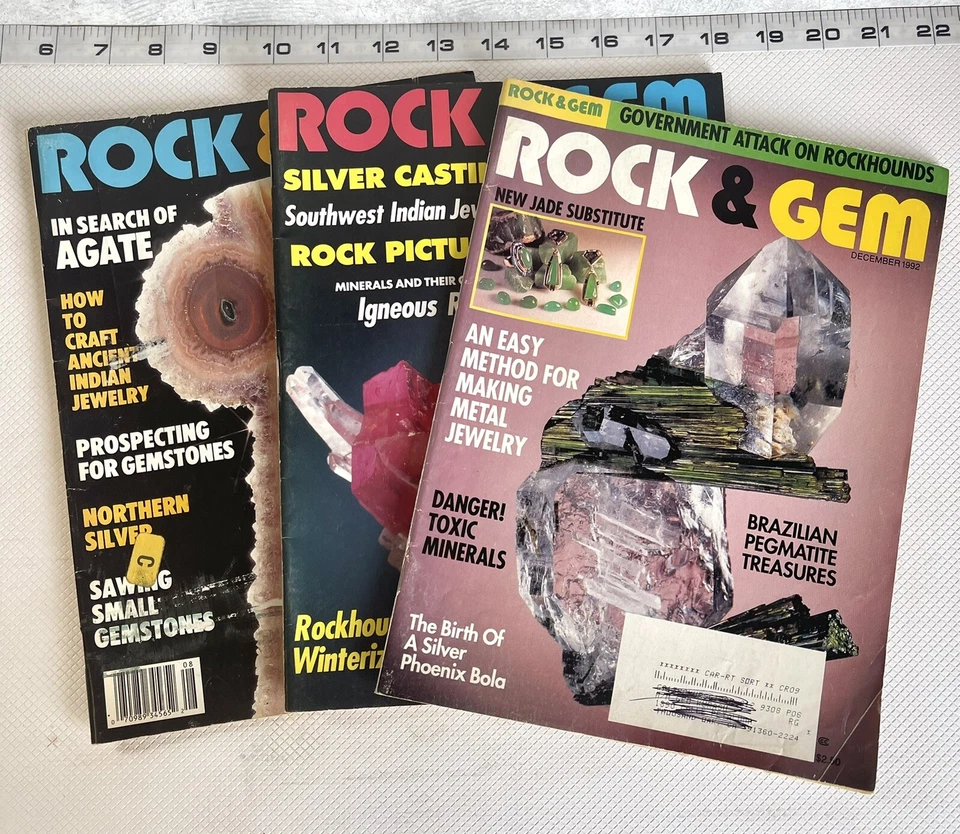 Rock & Gem Magazine Minerals and Jewelry Aug 90 Dec 91 Dec 92 Vintage 3 Issues Foto 4 de 4