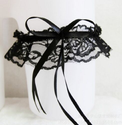 Lingerie accessoire mariage  : jarretière en dentelle noire noeud satiné - Photo 1/1