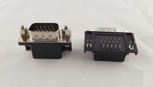 10pcs VGA DB15 15-Pin D-SUB 3 Rows Male Right Angle PCB Solder Connector Adapter - 第 4/8 張圖片