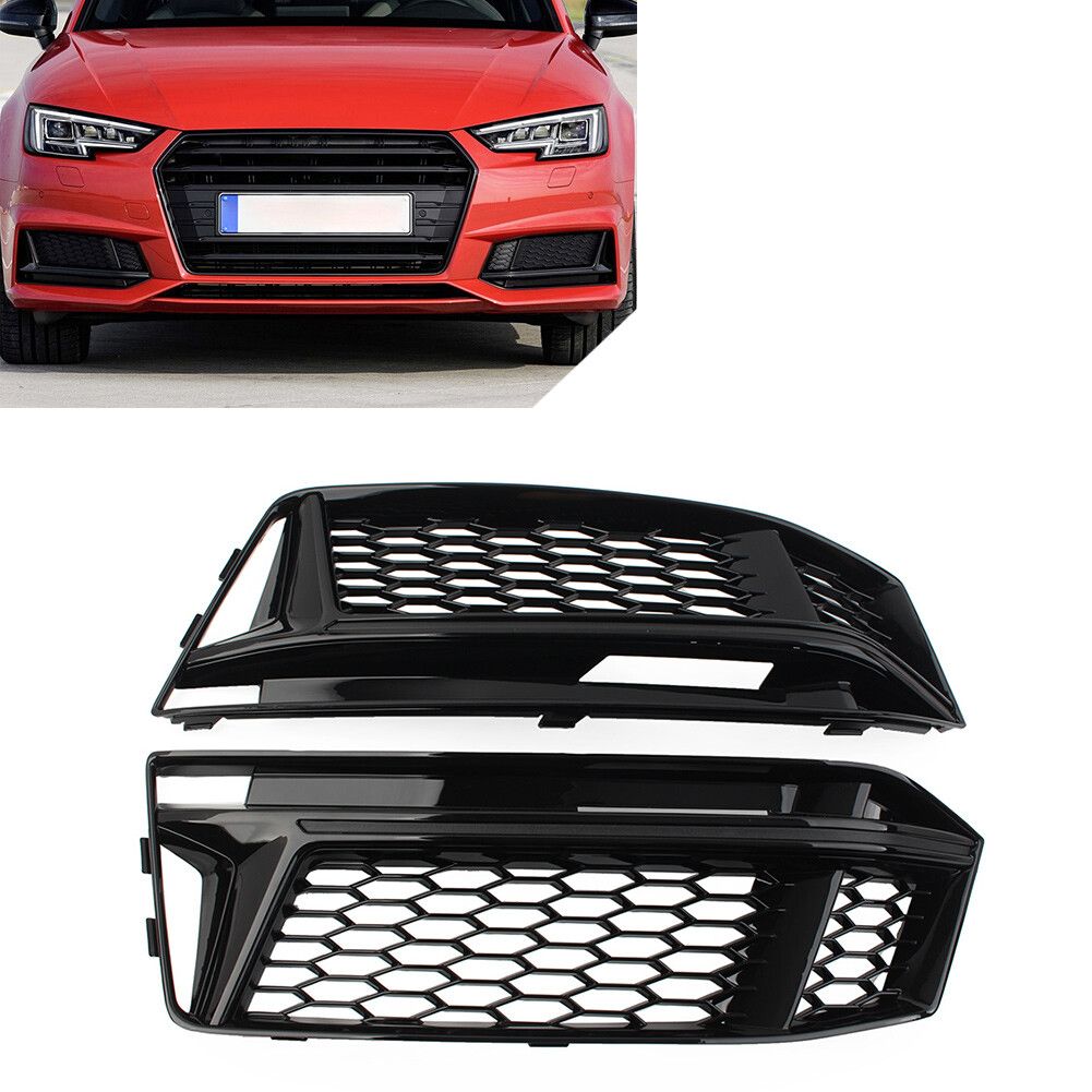 Car Bumper Honeycomb Mesh Fog Light Grille Cover For Audi A4 B9 S-Line S4 16-18