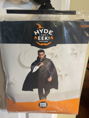 Hyde and Eek Adult Satin Black Vampire Halloween Cape Accessory One Size NWT