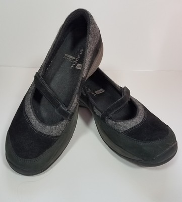Merrell 8.5 M Encore EMME Black Suede Fabric  Flats Mary Janes Casual