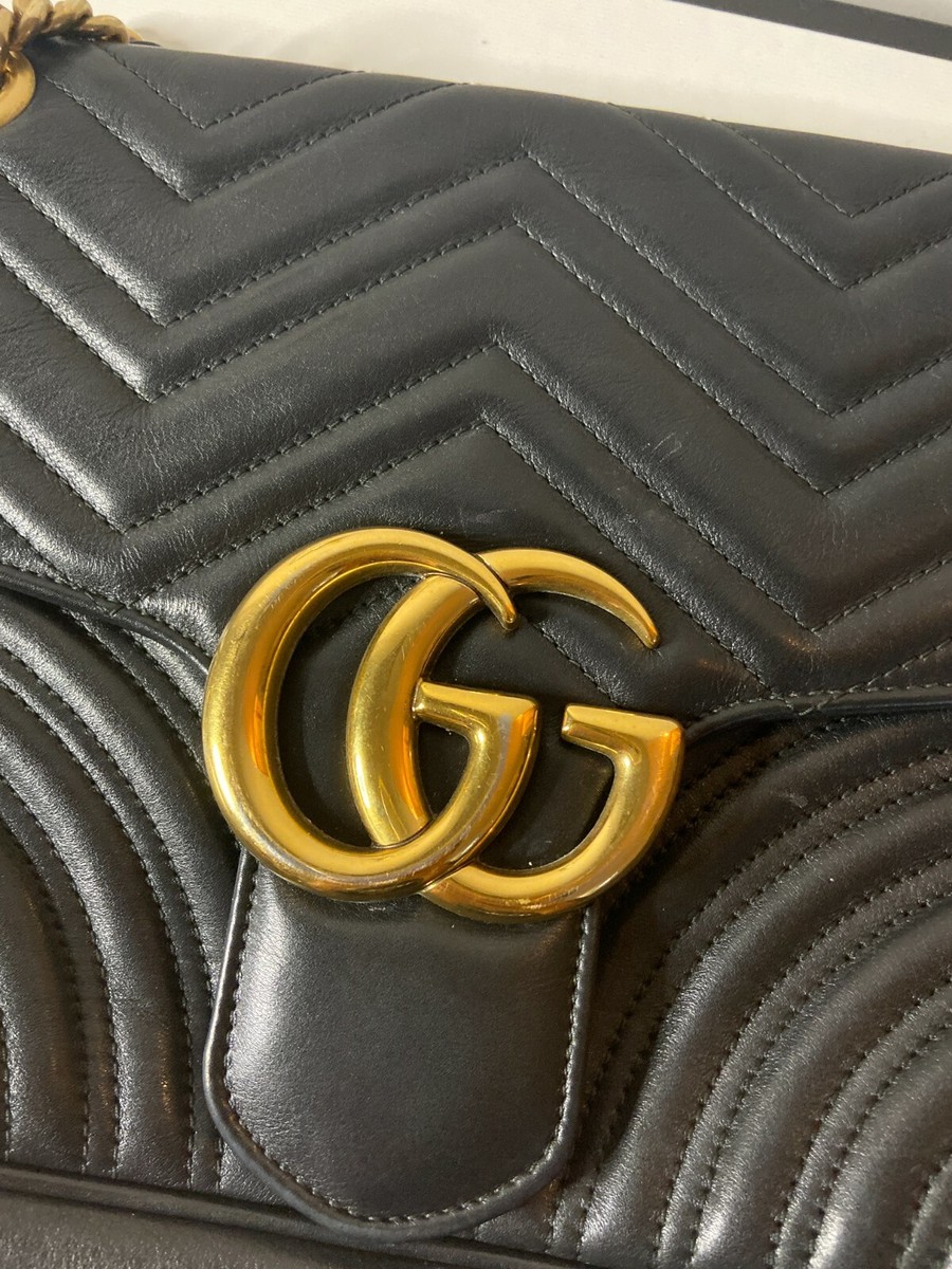 Gucci GG Marmont Small Matelassé Shoulder Bag - Black | eBay