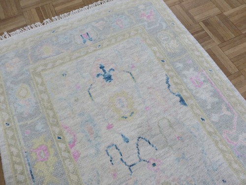 3 x 5'2 Hand Knotted Ivory Modern Oushak Oriental Rug G15700 - Picture 10 of 11