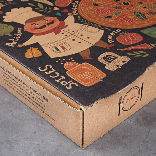 100x Natural Kraft Corrugated 16'' Pizza Box Chef PizzeriaCajas de comida para llevar - Imagen 3 de 8