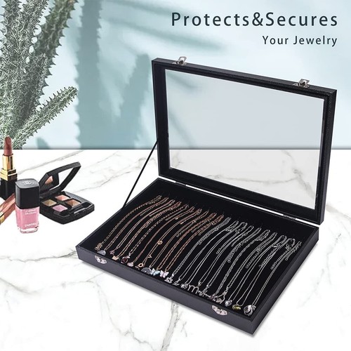 Schmuck Glasdeckel 20 Haken Halskette Organizer Box, Halskette Tablett Display - Bild 7 von 8