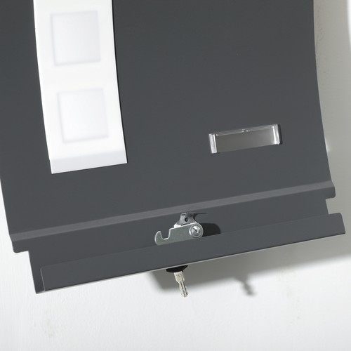 Buzón de correo montado en la pared resistente a la intemperie para pared exterior moderno M gris - Imagen 9 de 9