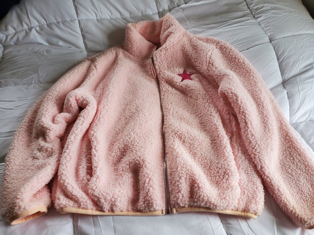 JEFFREE STAR LIGHT pink Fuzzy Full Zip Jacket Size LARGE-Limited 