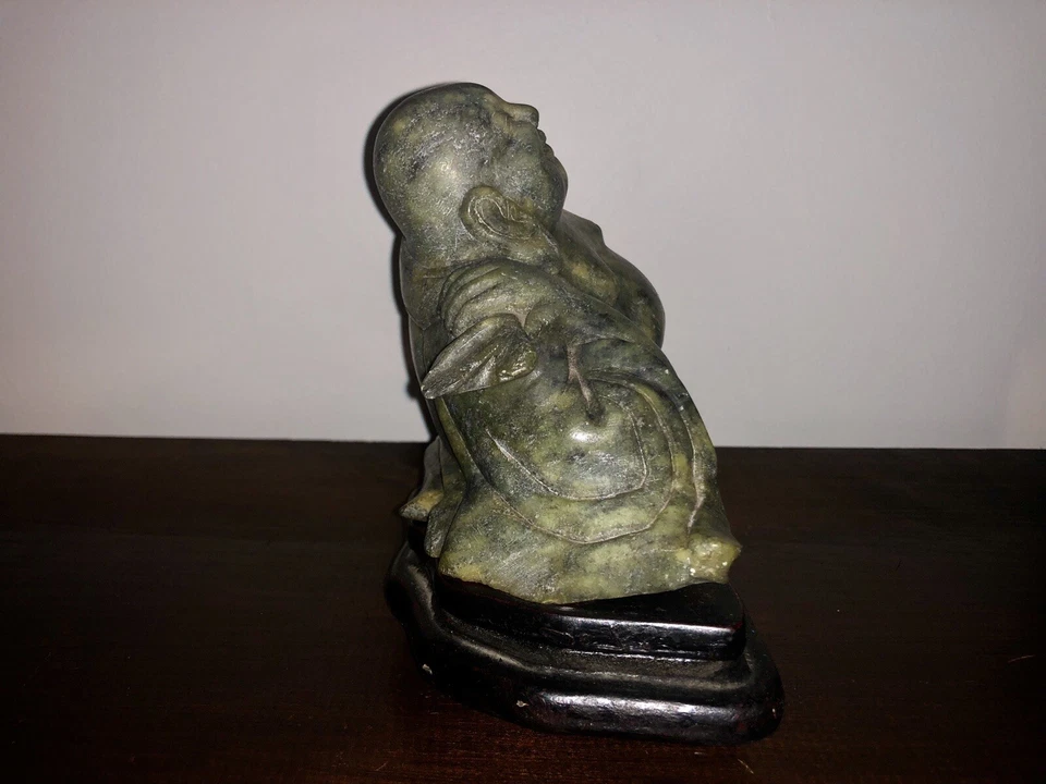 "Escultura de Buda reclinable de piedra Shoushan chino Qing tardío - 9,5"" de largo" Foto 4 de 4