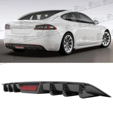 Carbon Style Car Diffuser 6-Fins Bumper Lip Spoiler Wing Lip For Tesla Model S