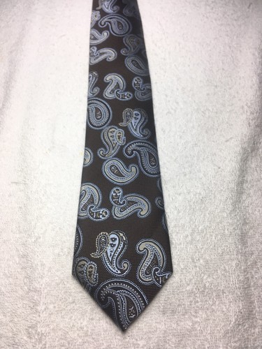 ALEXANDER JULIAN HERRENKRAWATTE BRAUN MIT BLAUEM UND GRAUEM PAISLEY 3,25 X 60 NEU OHNE ETIKETT - Bild 2 von 4