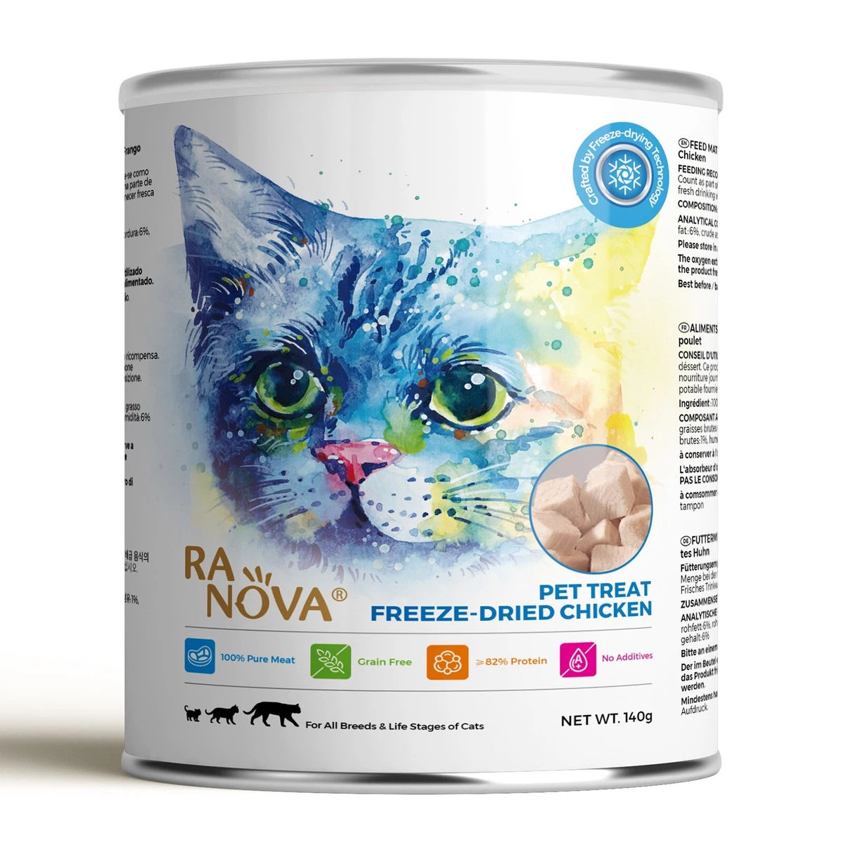 RANOVA 140g Freeze Dried Cat Food 100 Chicken Breast with 82