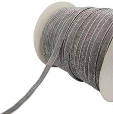 10 Yard Velvet Ribbon Spool Gray Silver Inlaid Polyester 3/8 Inch Wide