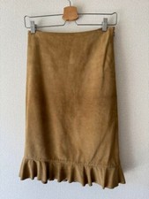 RALPH LAUREN BLACK LABEL Lamb leather Flare Knee-length Skirt Women Size 9 Beige
