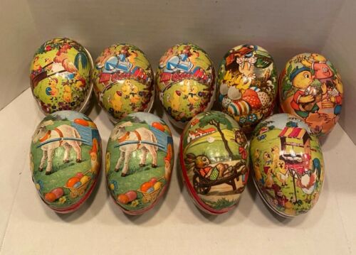 VINTAGE MADE IN WEST GERMANY PAPER MACHE EASTER EGG COLLECTION LOT OF 9