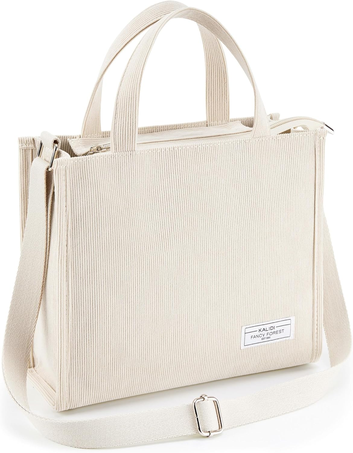 KALIDI Corduroy Crossbody Tote Bag for Women Casual Zipper Shoulder Bag