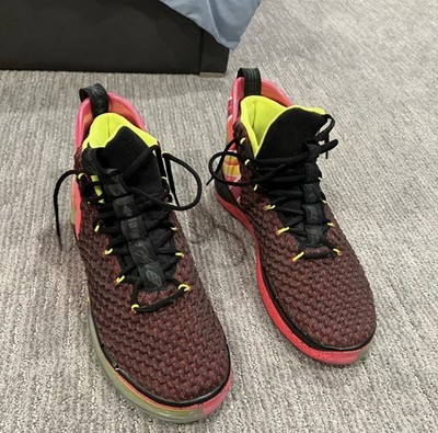 Nike LeBron 19 Low Men's Basketball Sneakers Red Pink Yellow Textile Lace-Up