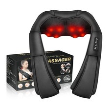 Neck Massager with Heat, Back Deep Tissue, Electric 3D Black-button