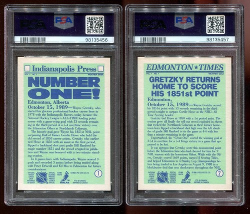 1990 O-Pee-Chee Hockey #1 and #2 Wayne Gretzky PSA 7 NM 2 Count HOF~(PL) - Picture 2 of 2