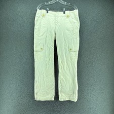 Banana Republic Herringbone Cargo Pants Womens 8 34x31 Beige Straight Leg