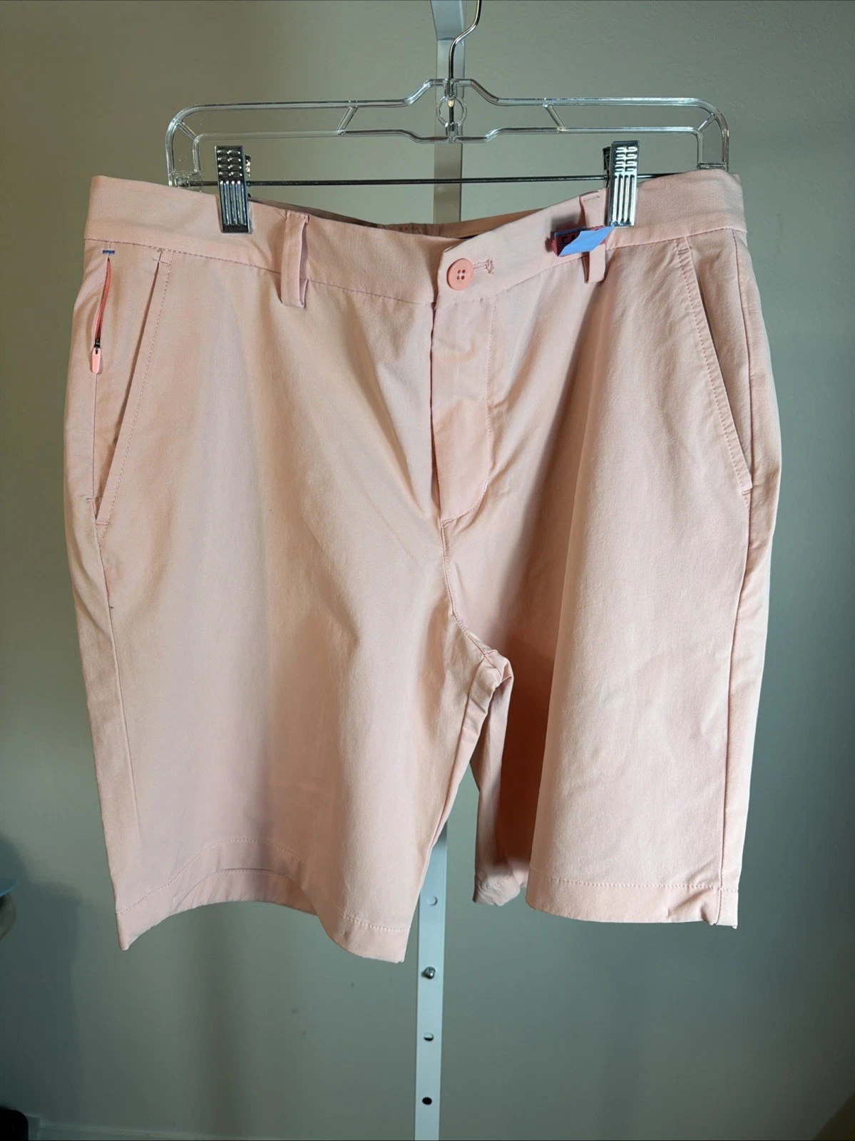 Vineyard Vines breaker shorts W 33 light pink pockets zip 9"