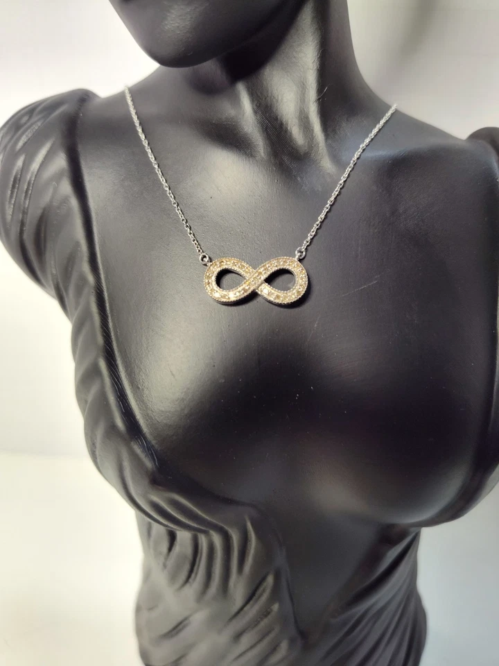 925 Sterling Silver Infinity Pendant Necklace – 16" Chain + Extension - Image 2 of 4