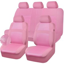 Pink Car Seat Cover Full Sets Air Breath In Summer Mesh Seat Cover 5mm Spong...