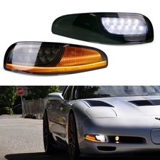 Smoke Led Drlsequential Front Turn Signal Light Kit For 97-04 Chevy Corvette C5