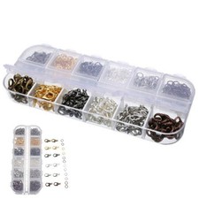 840Pcs 6 Colors Jewelry Findings Jump Mixed Lobster Clasp Hooks DIY Open Ring