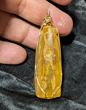 Handmade Wire Wrapped Amber Teardrop Pendant Necklace 16 in Art