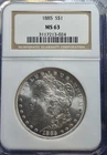 NGC MS 63 - 1885 Morgan Silver Dollar. Blast White, Appears Under-Graded A1333.