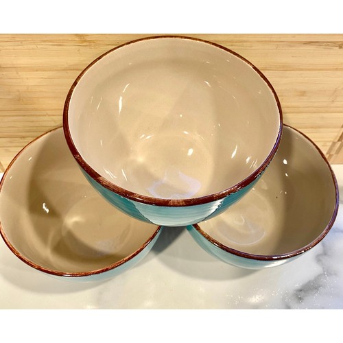 Royal Norfolk Turquoise Swirl Soup Cereal Bowl Set of 3 - Picture 3 of 6